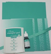BERMUDA BAY FELT INK PAD REFIL RIBBON 6X6 DESIGNER PAPER A2 CARDSTOCK STAMPIN UP