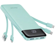 Charmast Portable Charger/Built in Cables/Slim1000a Travel Battery/Android/Apple