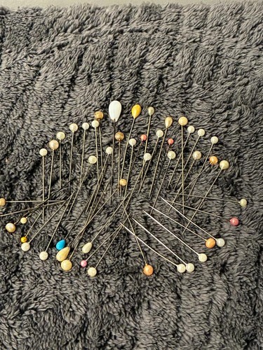 Vintage Faux Pearl Straight Pins for Sewing/Crafts/Corsages (49 pieces)