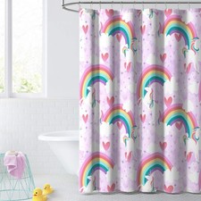 Purple Unicorn Rainbow Shower Curtain 72X72 Decorative Kids Bathroom Decor