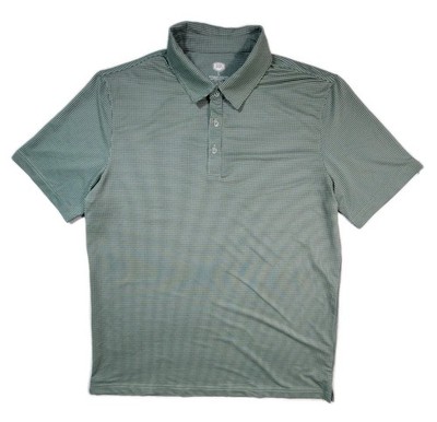 Berkley Jensen Micro Check Polo Shirt Men s Large Green Stretch Performance Golf