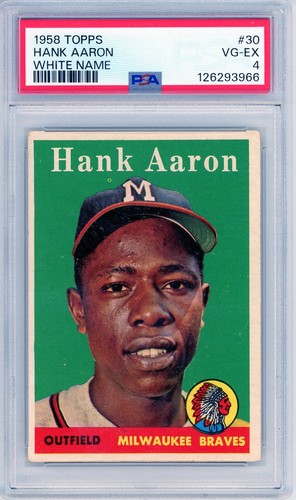 1958 TOPPS #30 HANK AARON VG-EX PSA 4 WHITE NAME OUTFIELD BRAVES REAL NICE