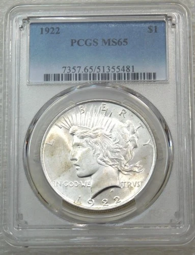 1922 Peace Silver Dollar PCGS MS65 Frosty Bright New Holder PQ #C249J