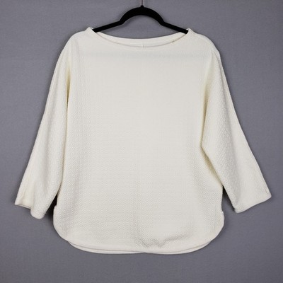 Max Studio Size M Diamond Knit Sweater Cream Lightweight Clean Girl Aesthetic