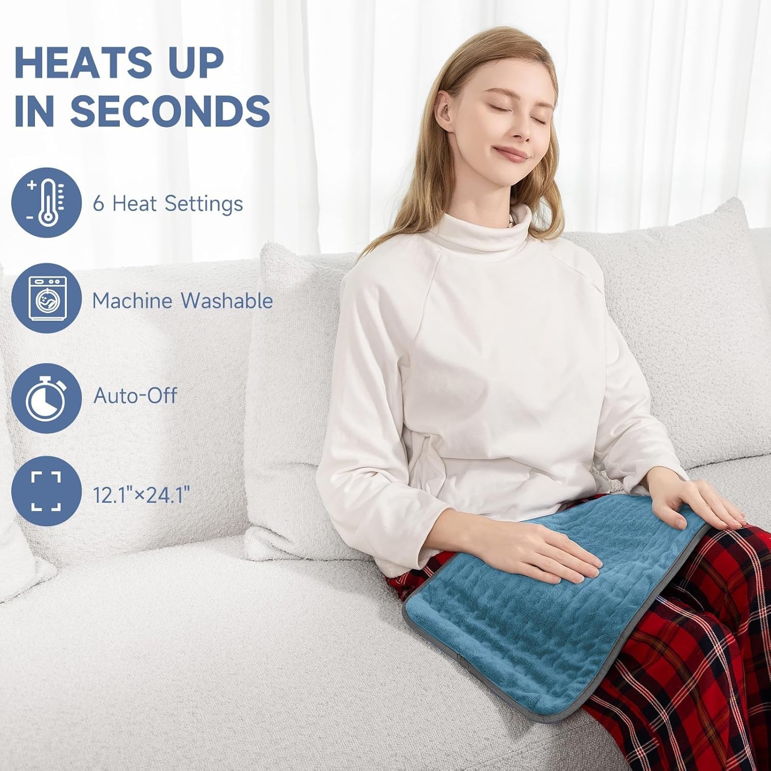 Electric Heating Pad for Back and Shoulder Pain Relief, Soft Heat Blanket wit...