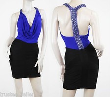 SKY brand Stefenia Blue Black 2T Gemstone Sexy Mini Vegas Party Dress