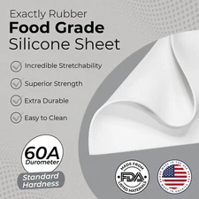 FDA White Silicone Rubber Sheet, 60A 1/16 x 9 x 12" Food Grade Gasket Material