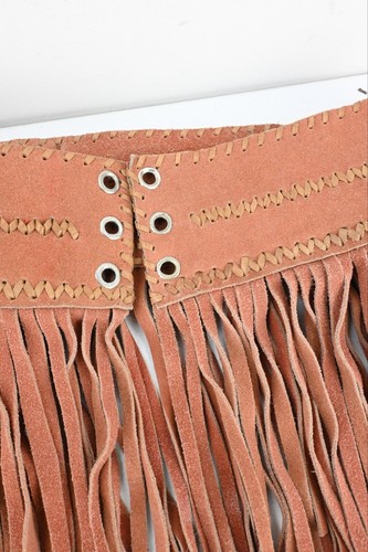 Handmade bohemian/gypsy leather frnged belt with chunky rose quartz inlay OSFM - Bild 5 von 10