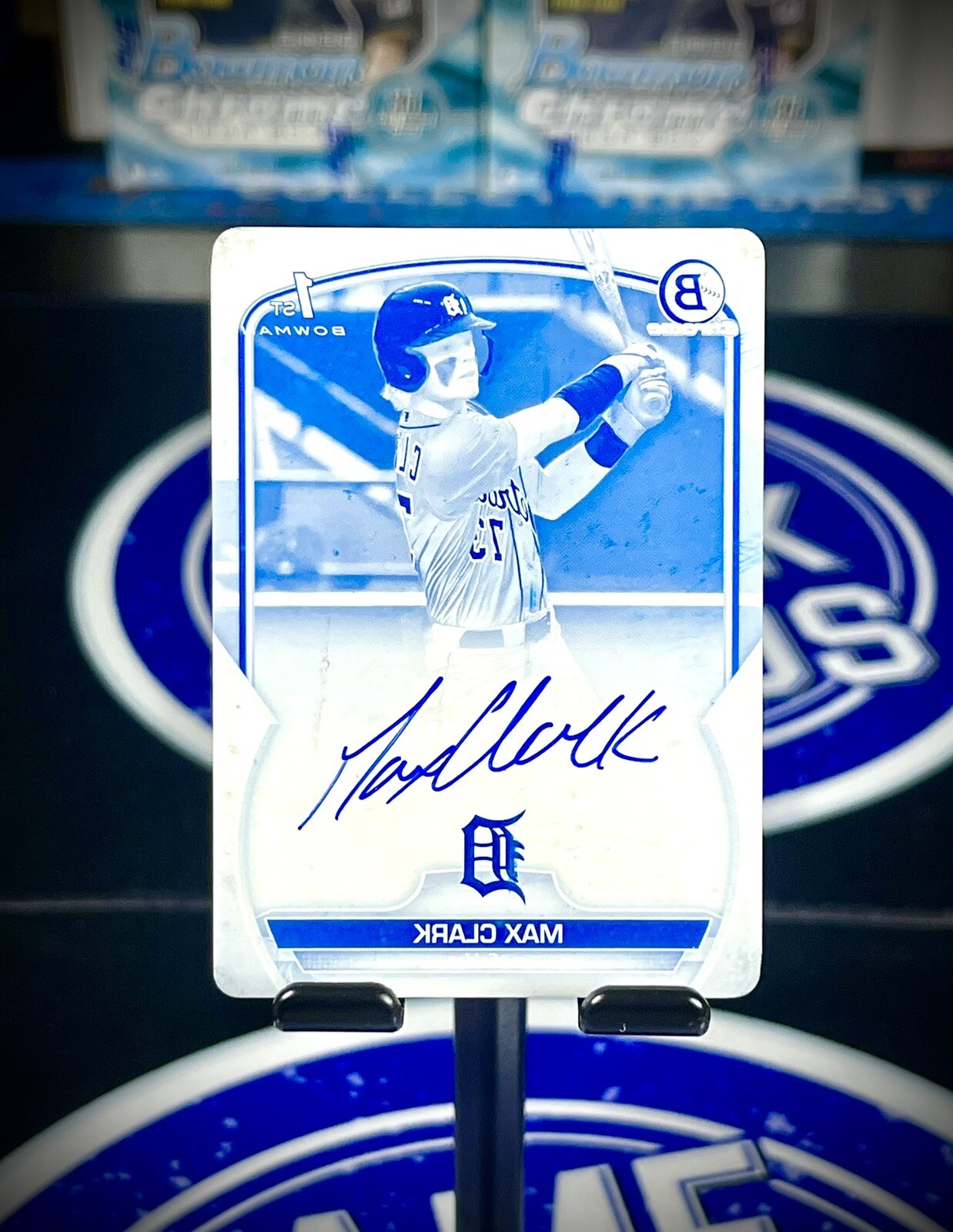 2023 Bowman Chrome 1st Max Clark Auto Cyan 1/1 Color Match Tigers