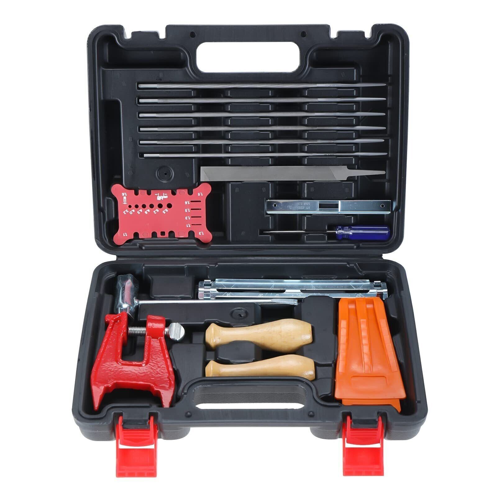 Chainsaw Chain Sharpening Kit with Hard Case Including Round File,Flat File