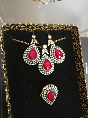Bracelet Turc Hurrem Sultan Style Ottoman - Rouge Rubis Et Argent 925