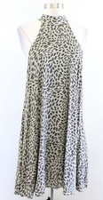 Cloth and Stone Anthropologie Green Cheetah Print Halter Dress Size S Sleeveless