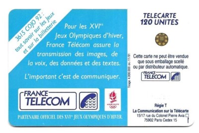 Télécarte 120U Jeux Olympiques Hiver 1992 - F223 - ski
