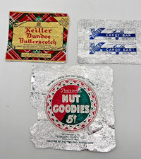 3 envoltorios de caramelos: golosinas de nueces, barra de caramelos King's Health, Keiller Dundee Buttersc