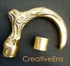Victorian Vintage Brass Carved Handle Only Wooden For Walking Stick Handmade