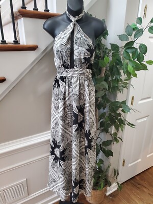 FOREVER 21 Women's Multi Polyester Halter Neck Sleeveless Long Maxi Dress  Medium | eBay