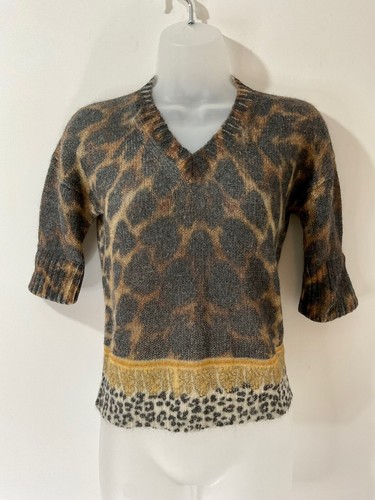 Versace Versus Wool Mohair Blend Brown Animal Print Uk 8-10 VGC - Picture 3 of 22