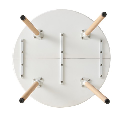 Mesa Redonda 80cm,Mesa de Comedor o Cocina con Patas de Madera de Haya Blanco - Imagen 6 de 9