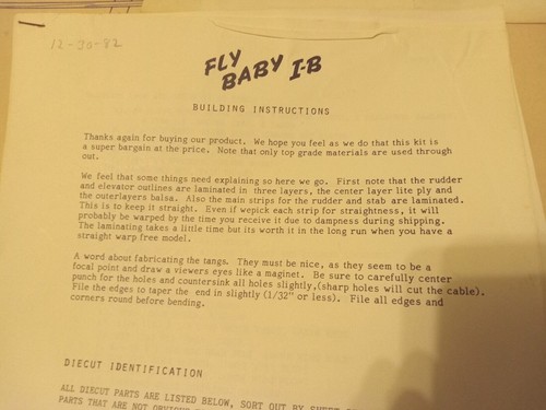 Vintage R/C Airplane Blueprint Plans "FLY BABY I-B" Complete 88" Wingspan Balsa - Picture 3 of 12