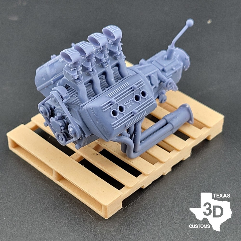 Quad Stromberg Ardun Flathead V8 model engine resin 3D printed 1:24-1:8 scale