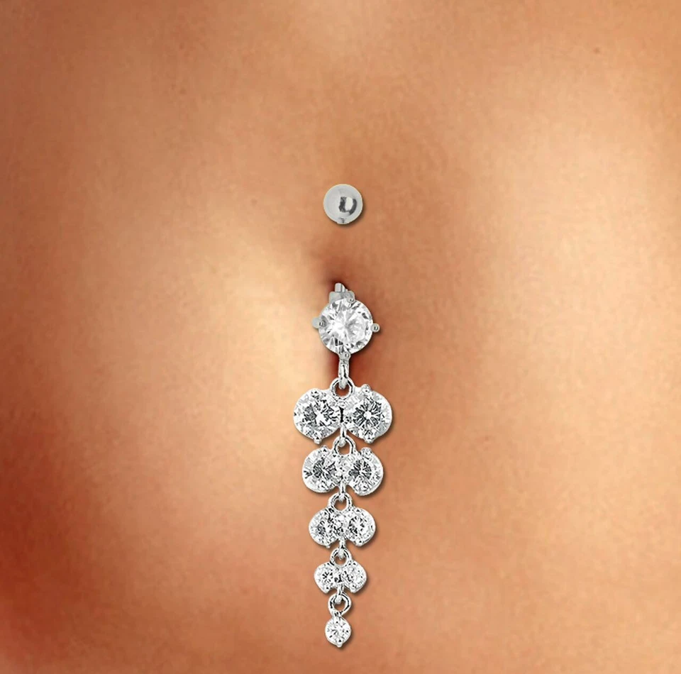 Piercing Ombelico Gioielli Banana Spina con Zirconia E Cristallo Grappolo Uva - Immagine 2 di 3