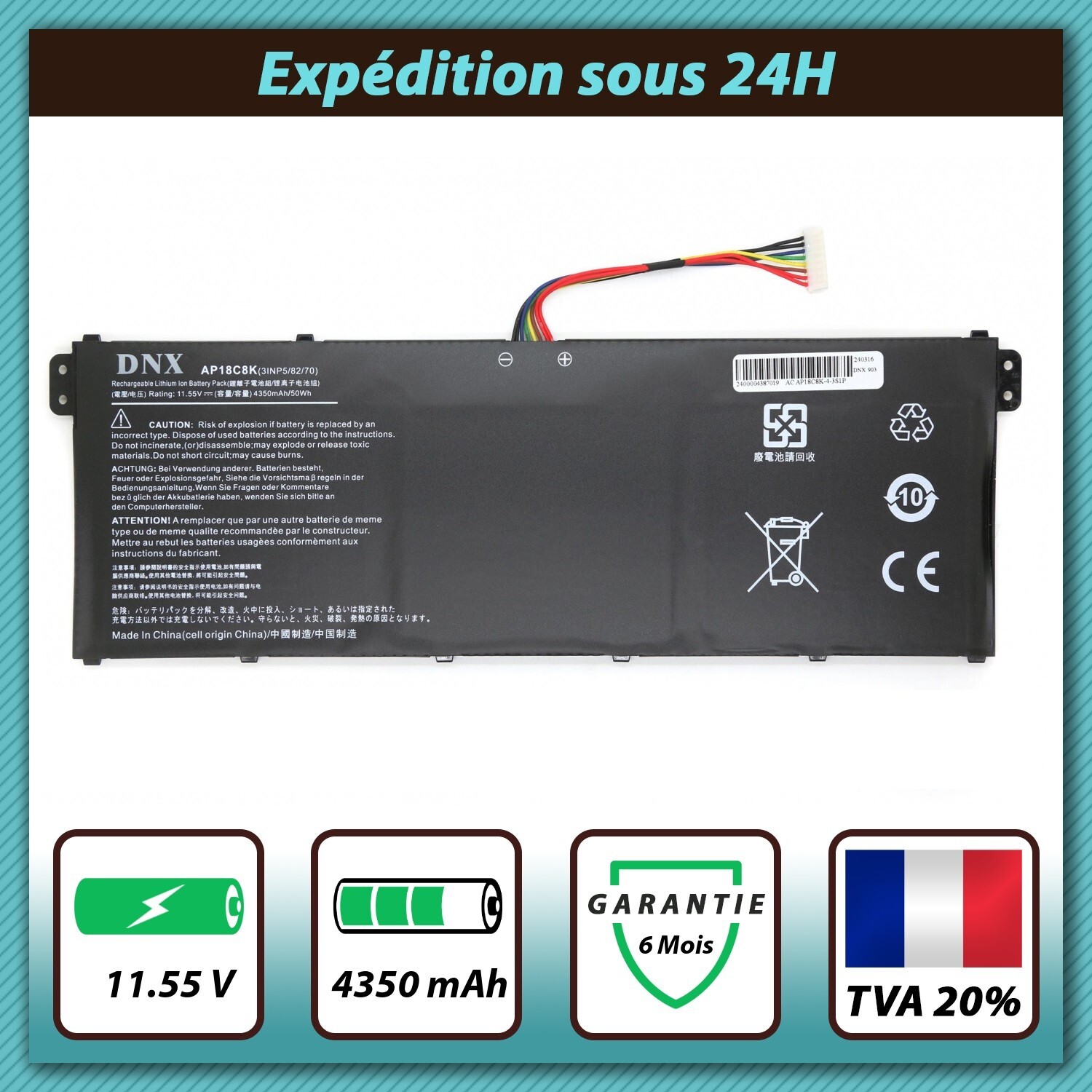 Batterie Acer Aspire 5 A515-56T pour travailler au café sans chargeur