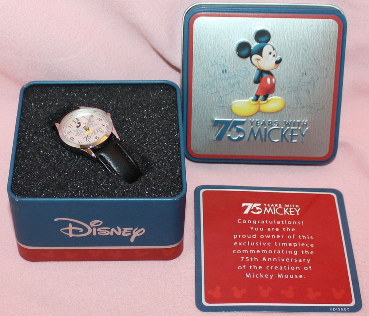 New Disney Mickey Mouse 75 Years With Mickey Watch With Tin For