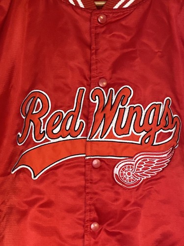 VTG DETROIT RED WINGS nhl chalk line jacket coat sz LG usa made Embroidered - Picture 2 of 16