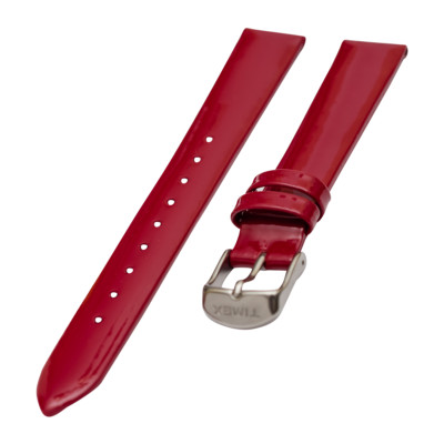 Timex Weekender 16mm Red Patent Leather Replacement Watch Strap- Silver Buckle