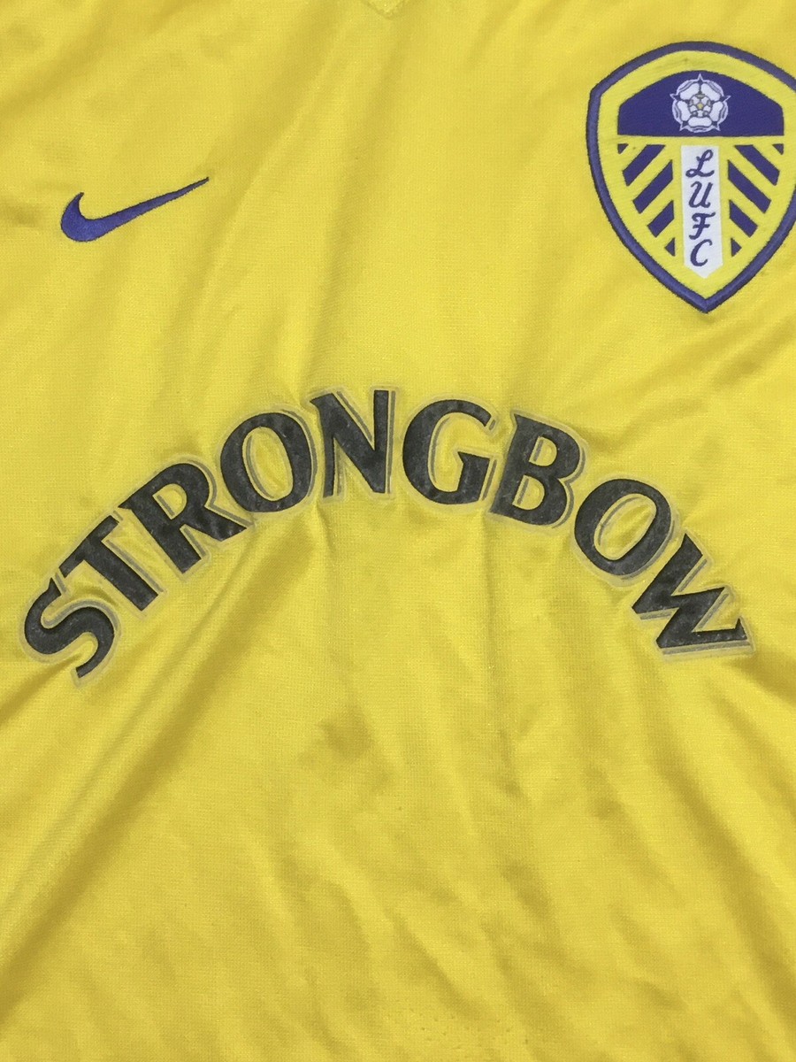 Nike Leeds United シャツ 青/黄色 STRONGBOW Rare LEEDS UNITED 2000 2002 STRONGBOW Vintage NIKE AWAY