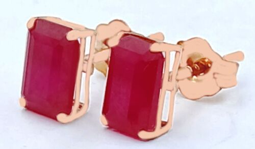 GENUINE 1.62 Cts RUBY STUD EARRINGS 14K ROSE GOLD - Free Appraisal Service