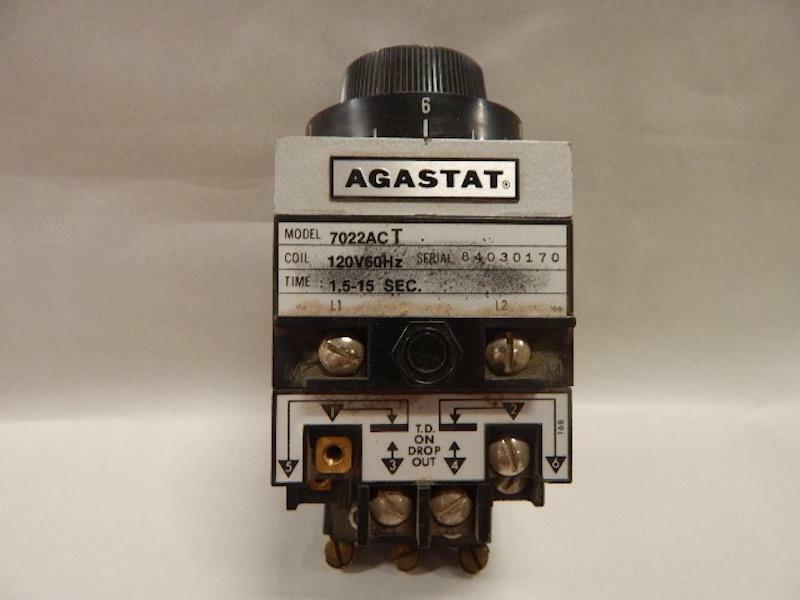 Agastat Model 7022act Timing Relay Tyco Part #1423162-6 1.5-15 SEC 120v 60hz