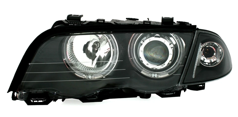 EAGLE EYES Angel Eyes Scheinwerfer Set in Schwarz für 3er BMW E46 Limo Tour LED - Bild 2 von 4