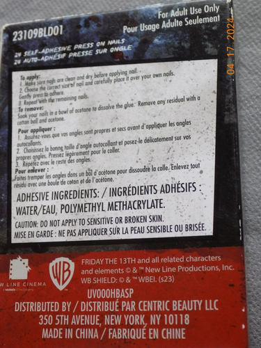 Friday The 13th Press On Nail Chips NIB 12 sizes 24 Self Adhesive Nail Chips - Picture 2 of 2