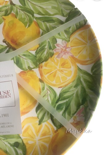 House & Garden Lemon Lemons Melamine 11" Dinner Plates Set Of 4 Summer Spring - Picture 5 of 9
