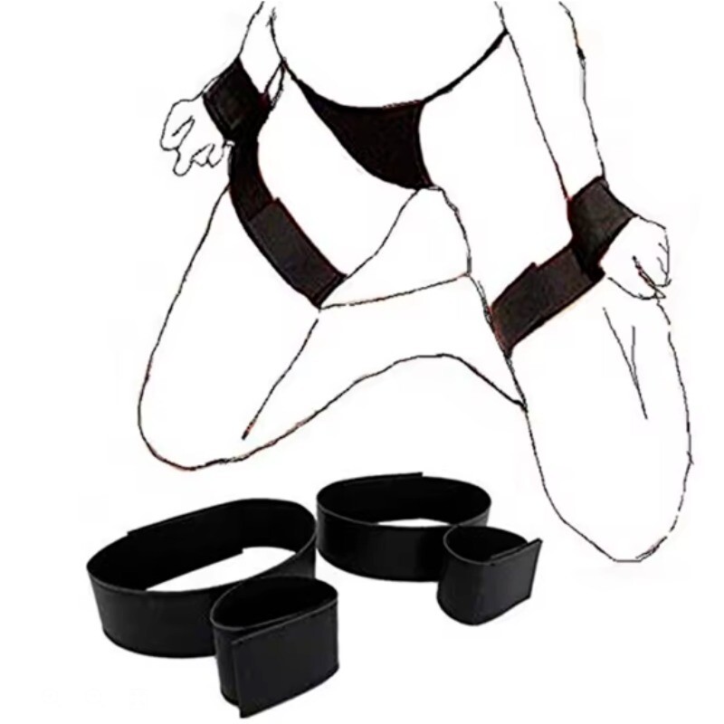 Slave BDSM Bondage Handcuff Fetish Cuffs Thigh Restraint Straps Set Open Legs US