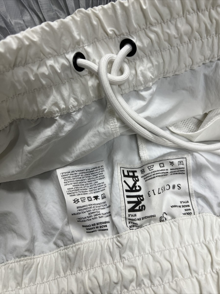 Nike X Sacai Gray Pleated Skirt Womens Large Midi White Grey