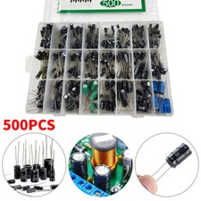 500pc Radial Electrolytic Capacitor Assortment Kit 24 Value 0.1uF-1000uF 10V-50V