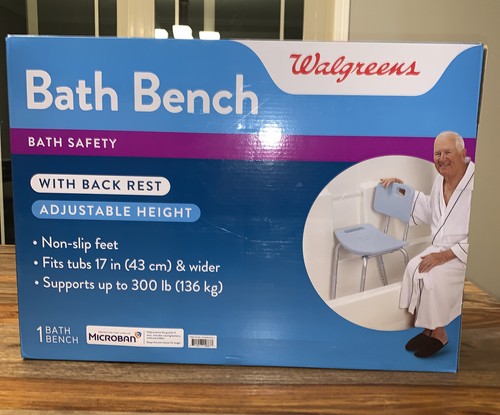 Walgreens Bath Shower Safety Chair Bench Seat With Back Rest Adjustable | eBay