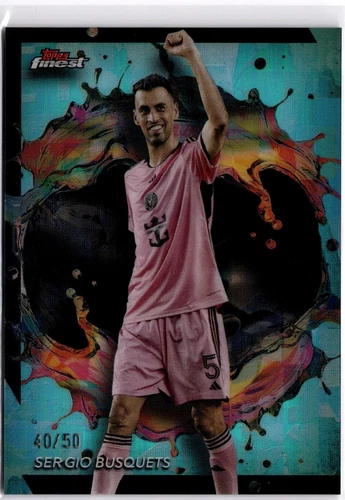 Sergio Busquets 2024 Topps Finest MLS Blue Refractor #251 Inter Miami #40/50