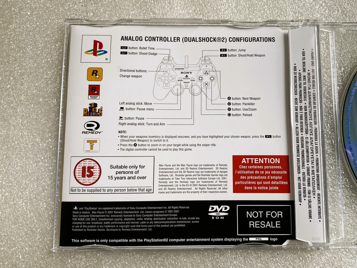 Jeu Max Payne - Sony PlayStation 2 (PS2) - Disque Promo - Très Bon État