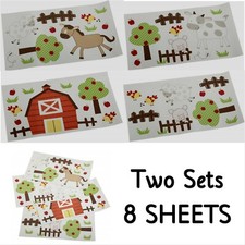 Kidsline ANIMAL ACRES WALL DECALS  2 Sets  Farm Barn Yard Cow Horse Pig Sheep