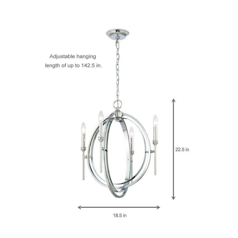 Lámpara de araña Rondure de níquel pulido de 4 luces de World Imports Foto 3 de 3