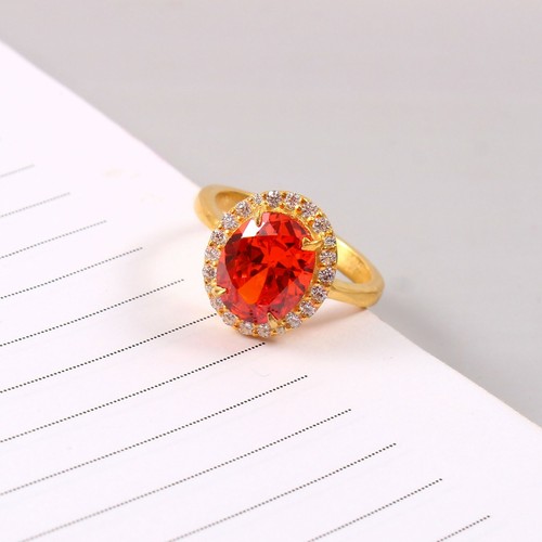 Fanta Orange Sapphire Ring Oval Gemstone Ring Wedding Ring Engagement Rings - Picture 3 of 5