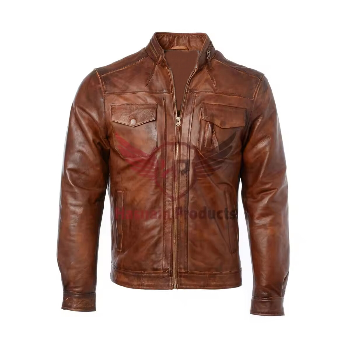 ALTRA Giacca stile casual in vera pelle marrone chiaro da uomo outwear comoda da indossare