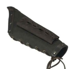 Leather Hand Bracers Armour Wrist Guard Black for Adult Men LARP Cosplay Armor