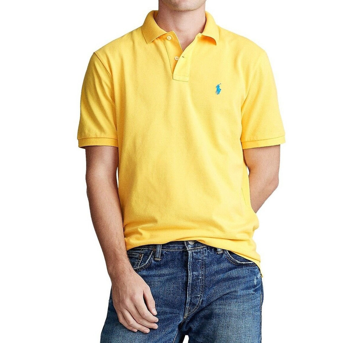 New Polo Ralph Lauren Men's Classic-Fit Mesh Polo S Empire Yellow