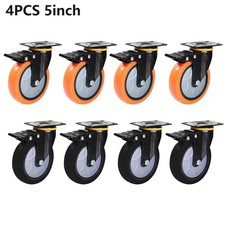 5 Inch Caster Wheels 4 Pack Heavy Duty Polyurethane Casters with Brake Locking