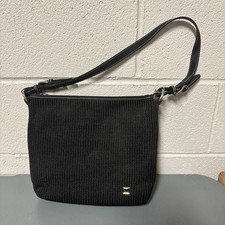 NWOT The Sak-Black-Woven Shoulder Bag Purse Black Knit Crochet Leather Strap