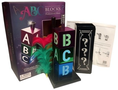 ABC BLOCKS Magic Trick Set Tube Cubes Change Places Vanish + Wand
